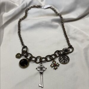 Vintage Charm Necklace with Key and Cross Accents